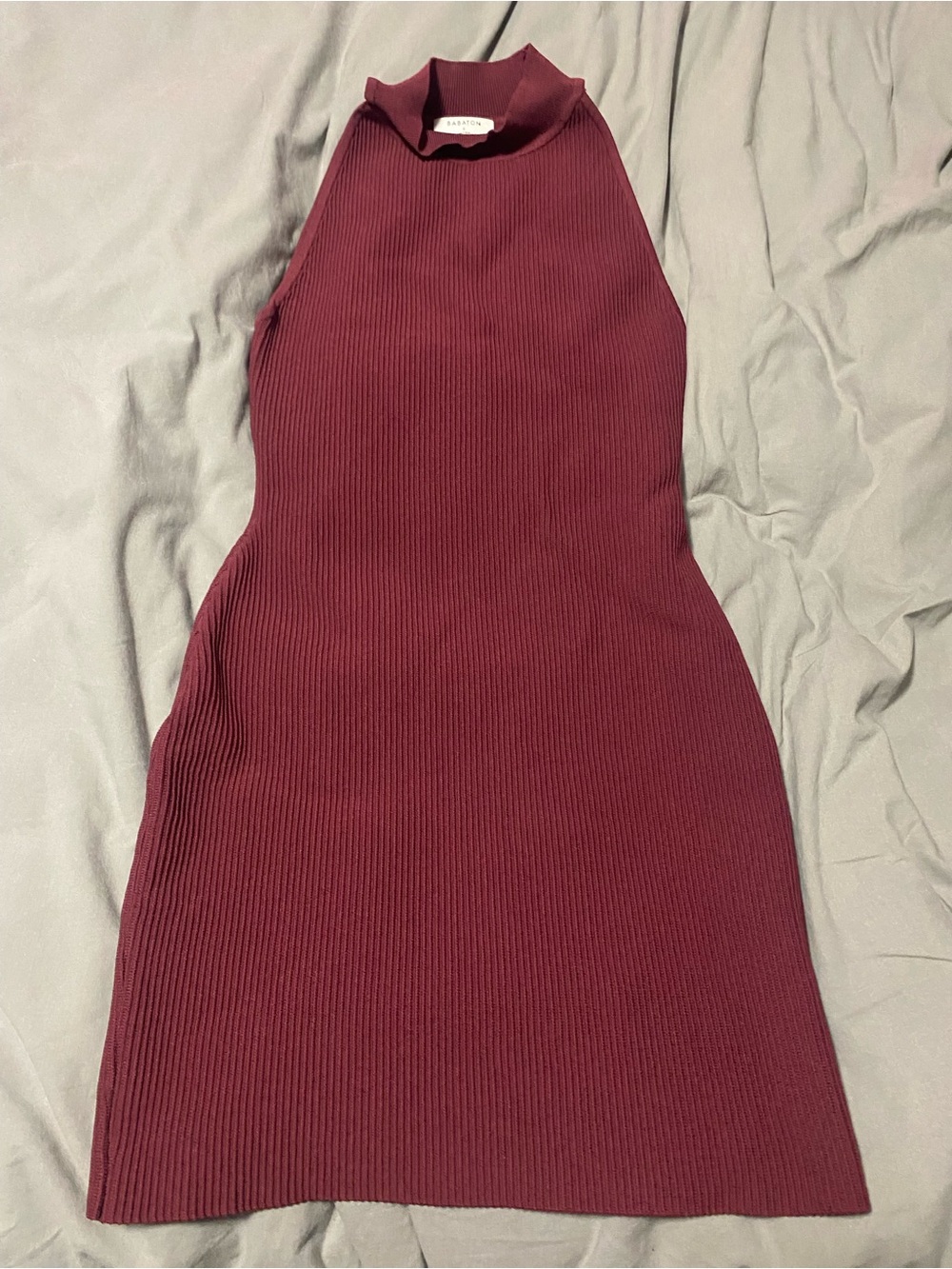 Babaton Ribbed Halter Bodycon Dress in Burgundy
